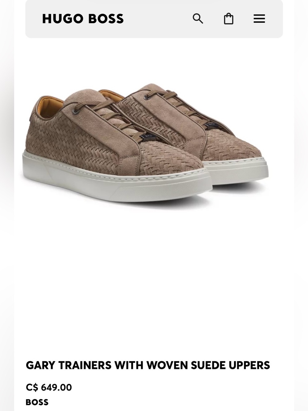 HUGO BOSS Gary Trainers with Woven Suede Uppers
